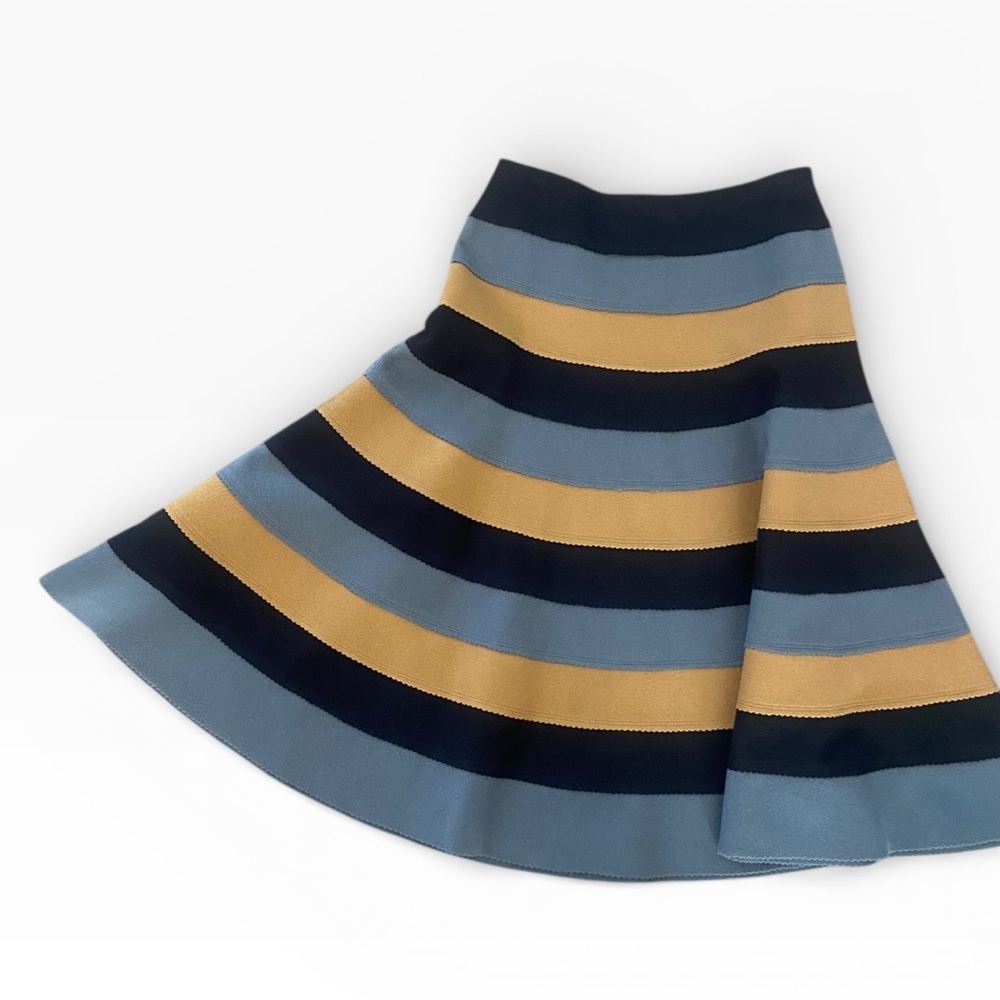 Vintage Anne Klein Wool Felt Colorblock Skirt